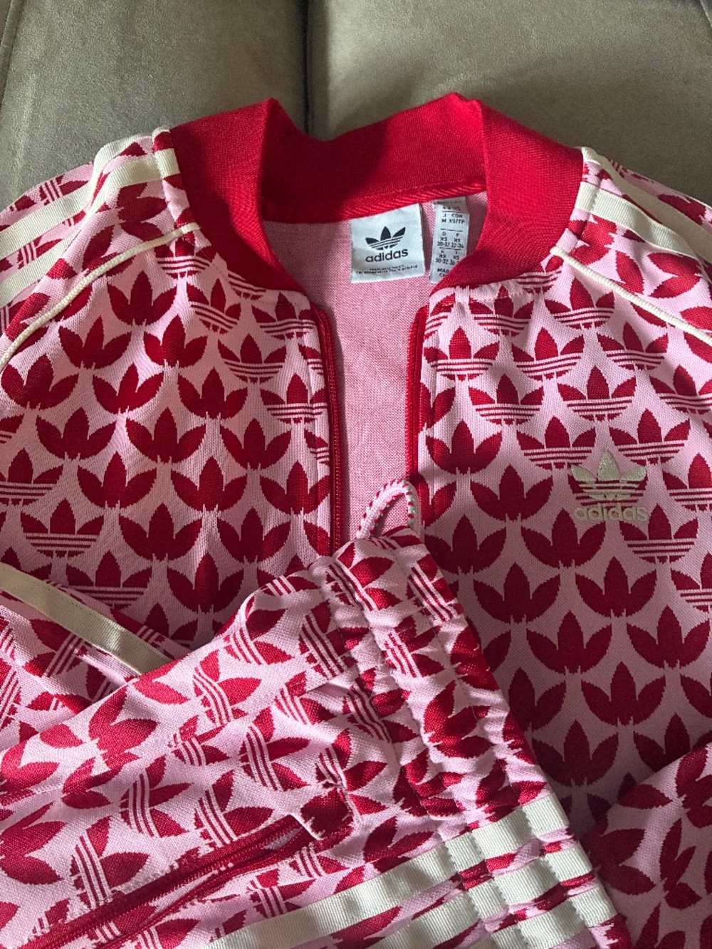 Adidas Originals Adicolor 70s Monogram Tracksuit Set - True Pink / Red (XS)